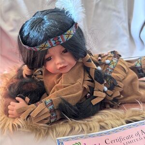 Porcelain Native American Doll with Certification
